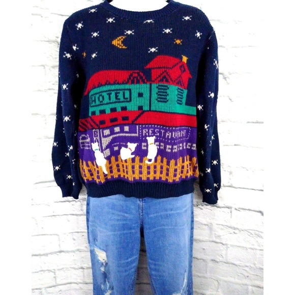 L.L. Bean Sweaters - Vintage L.L Bean Cropped Cat Sweater L